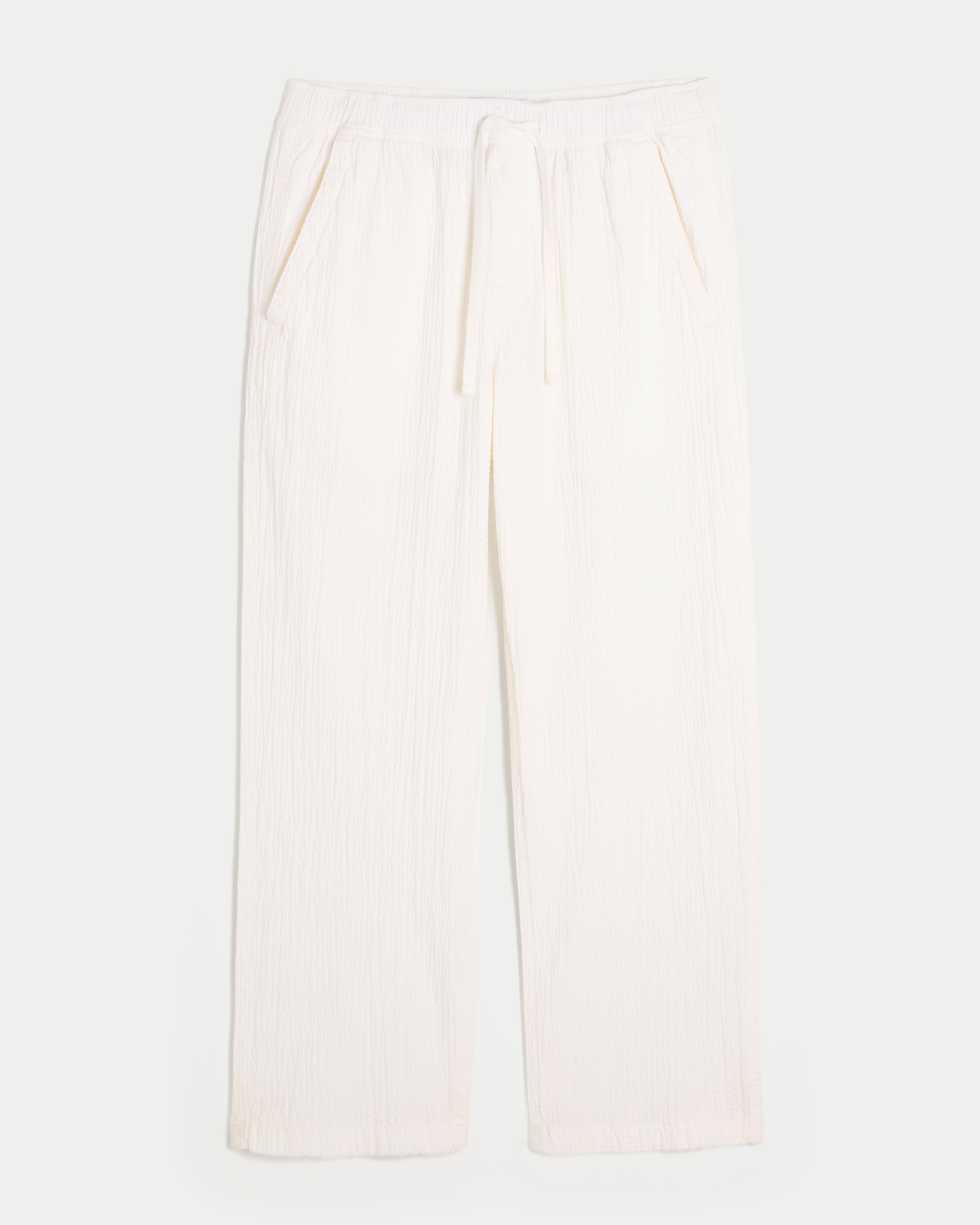 Relaxed Straight Seersucker Pull-On Pants