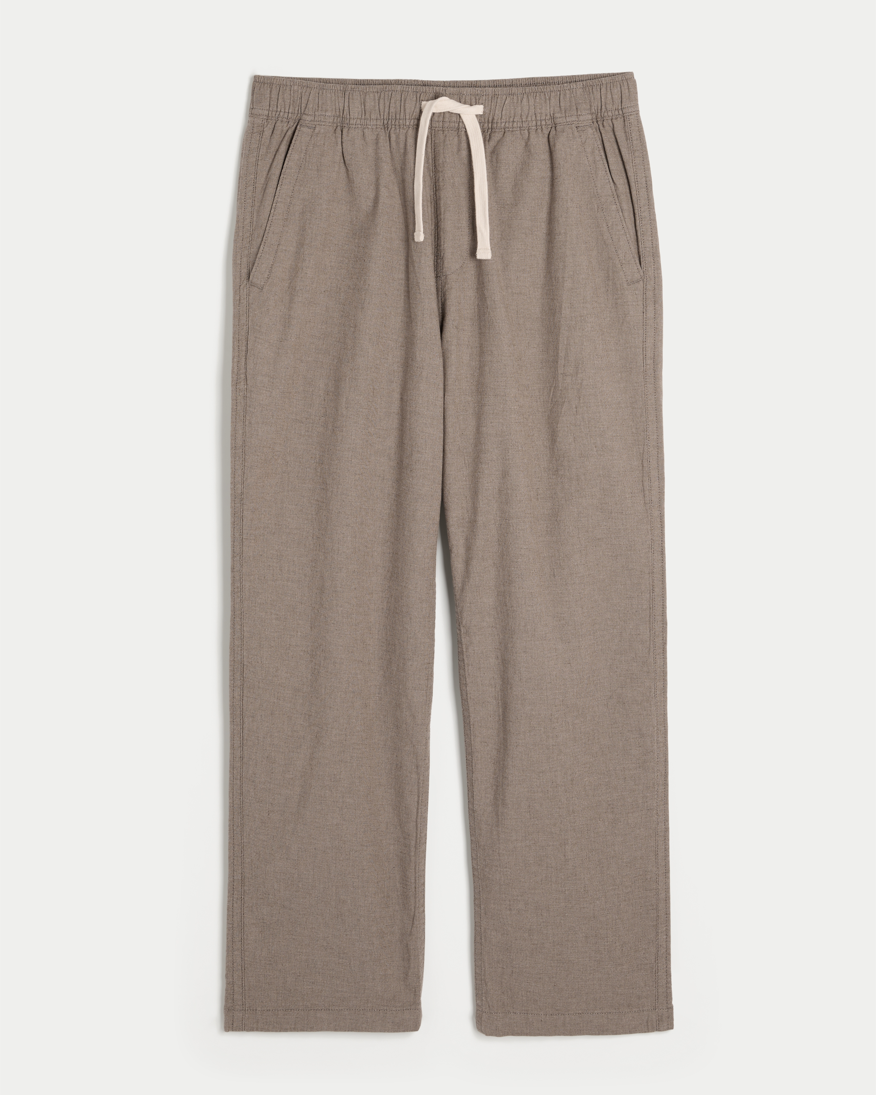 Relaxed Straight Linen-Blend Pull-On Pants