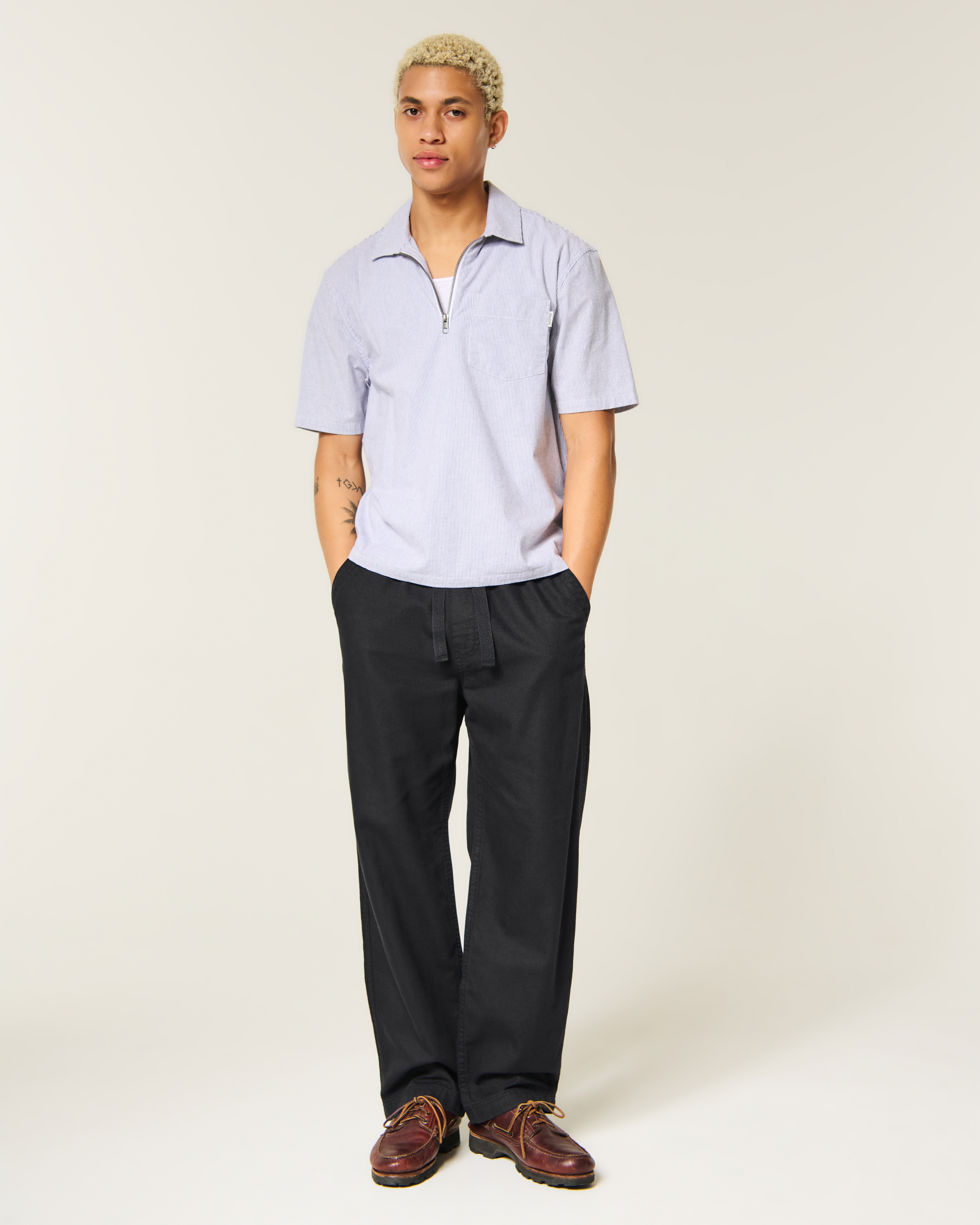 Baggy Texture Pull-On Pants