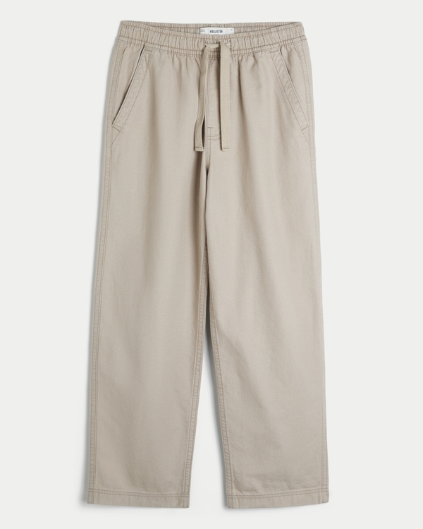 Baggy Canvas Pull-On Pants, Tan view 1