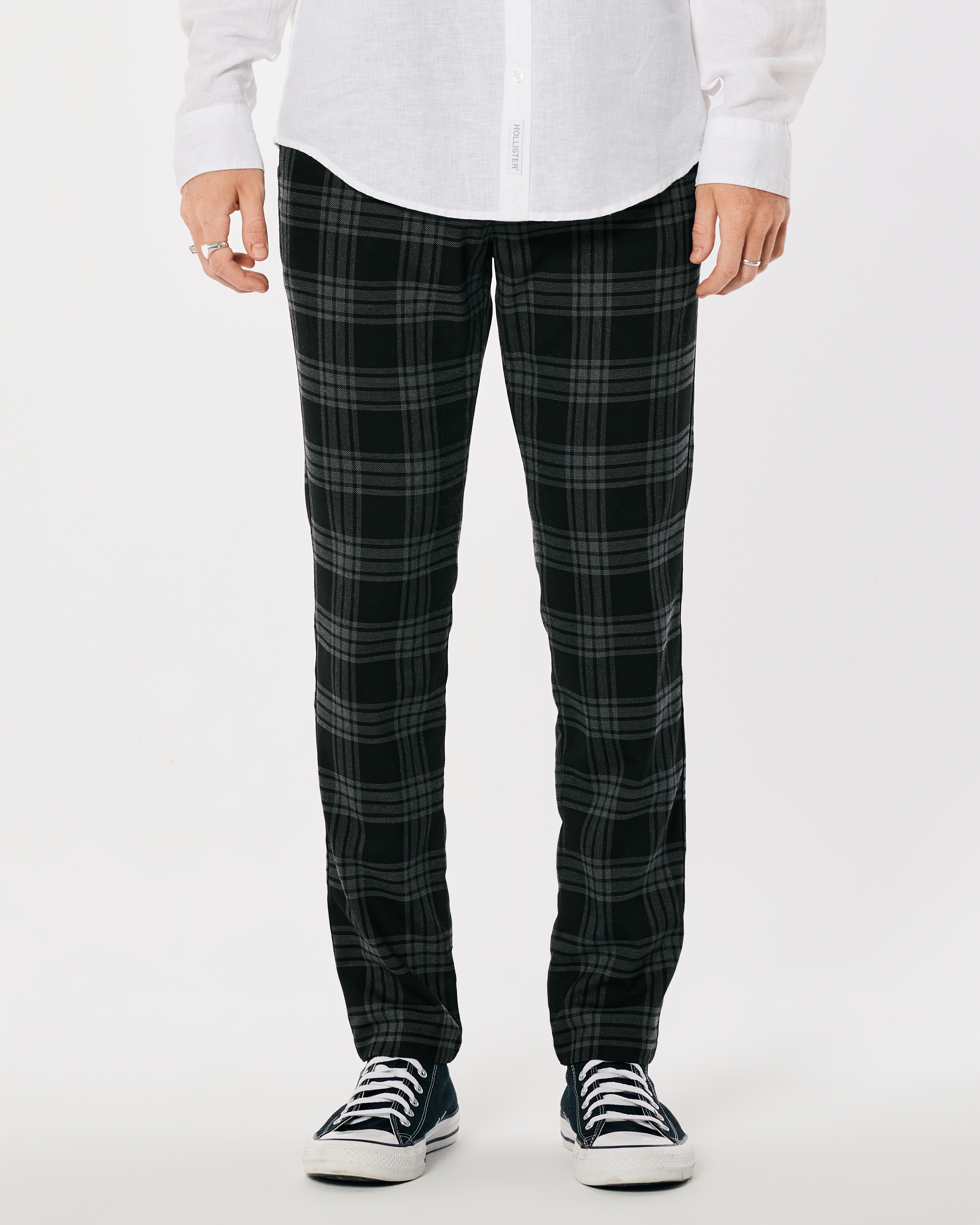 Skinny Windowpane Check Chino Pants