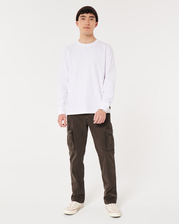 Slim Straight Cargo Pants, Dark Brown