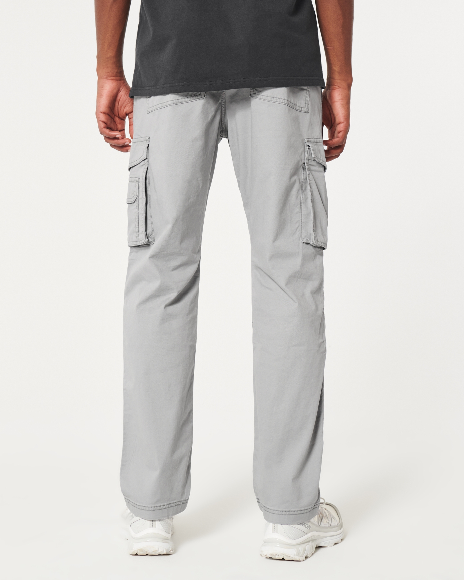 Hollister Co. SLIM STRAIGHT CARGOS - Cargo trousers - METEORITE/stone 