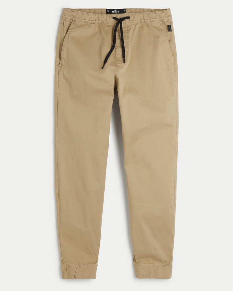 Stretch twill jogger trousers with large pockets