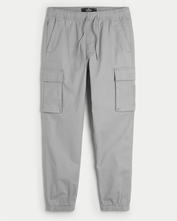 Hollister side taped logo slim fit cuffed jogger in gray marl