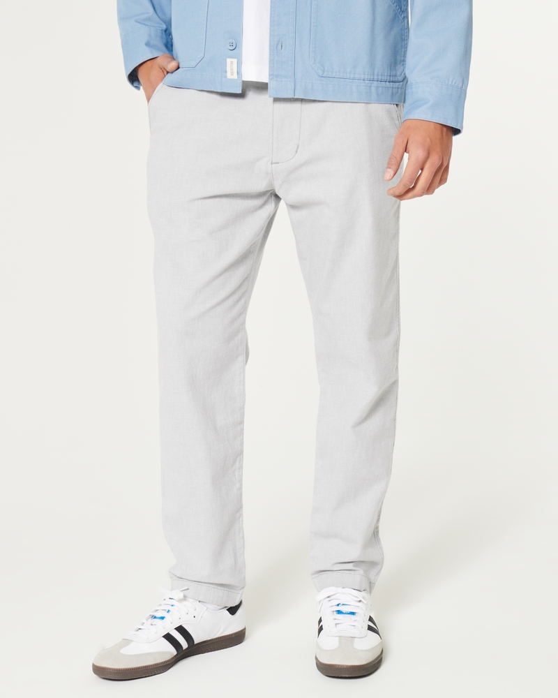 Slim Straight Stretch Linen Blend Pants