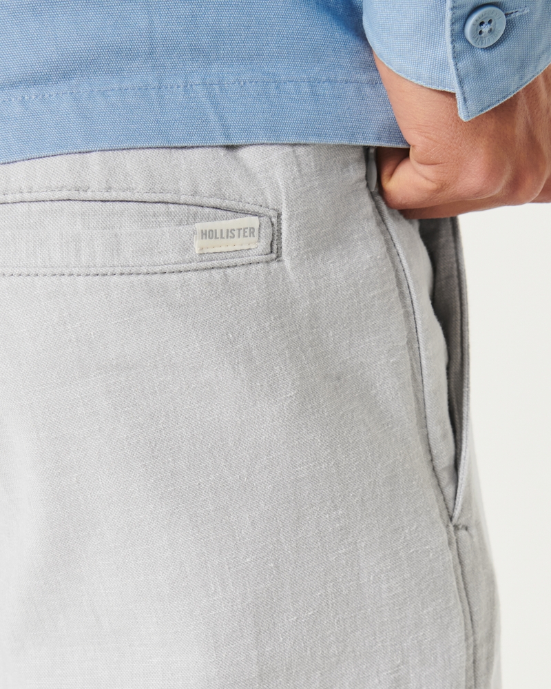 Slim Straight Stretch Linen Blend Pants