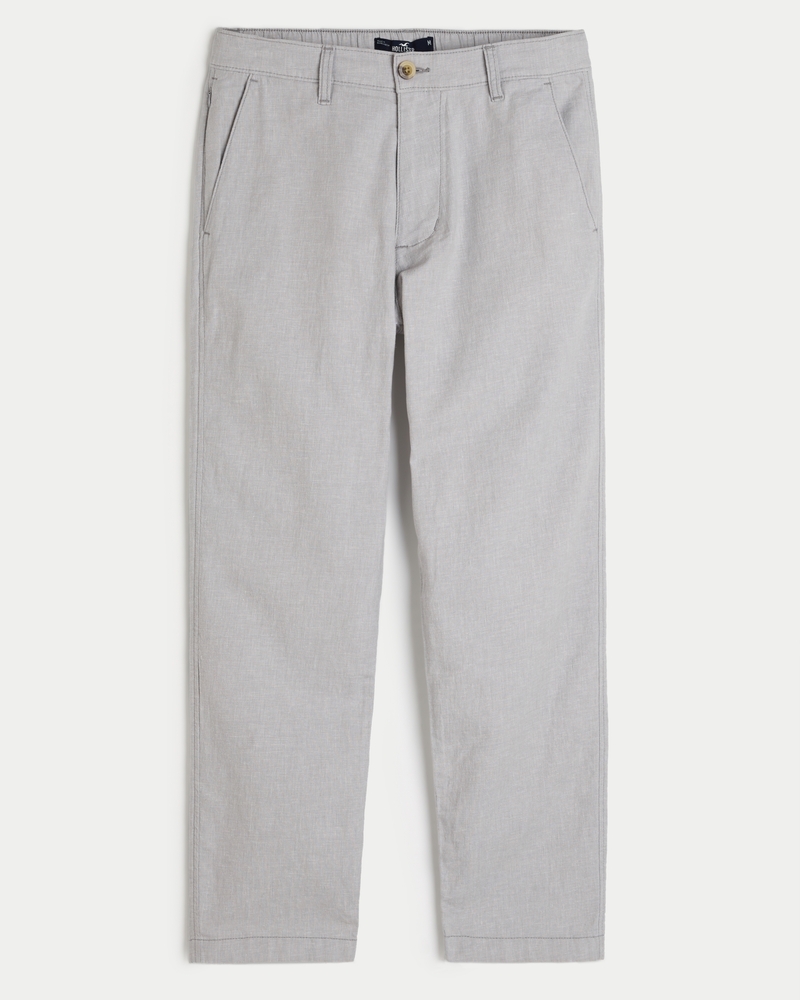 Slim Straight Stretch Linen Blend Pants
