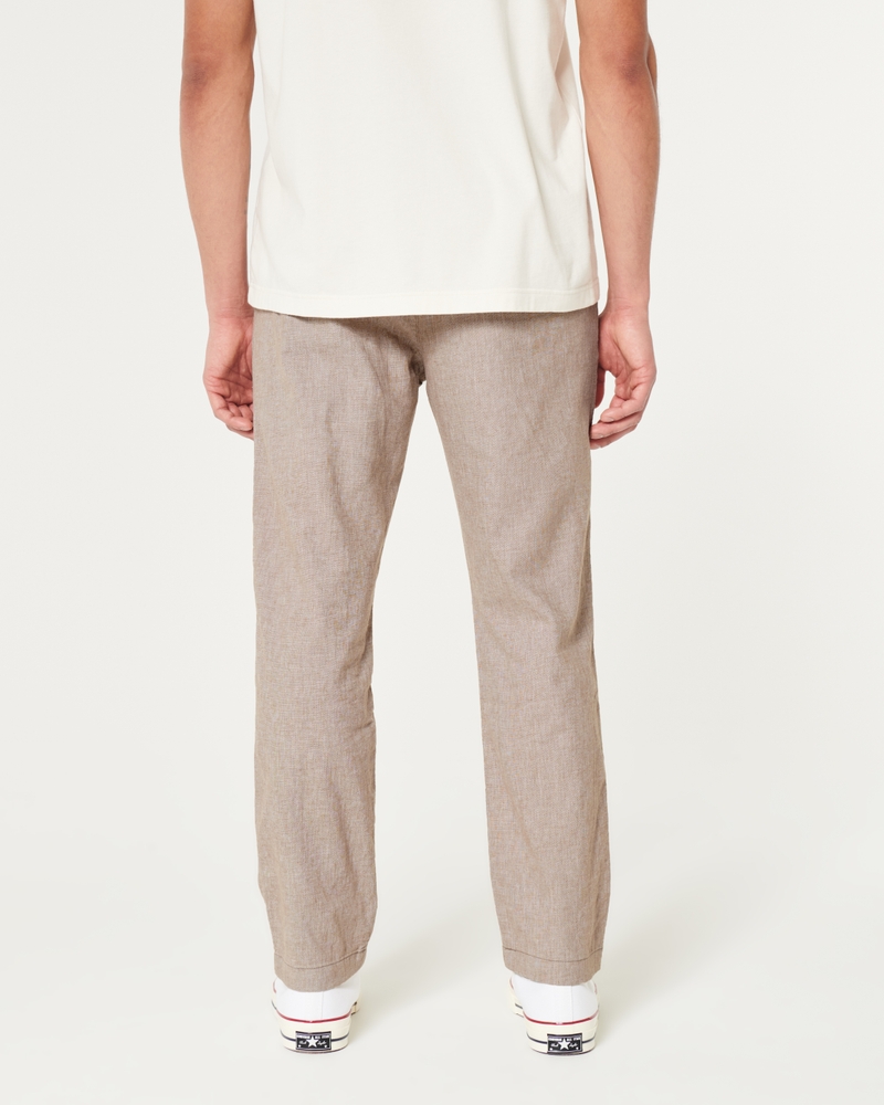 Slim Straight Stretch Linen-Blend Pants
