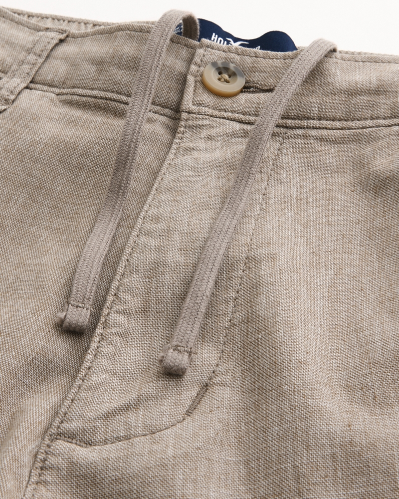 Slim Straight Stretch Linen-Blend Pants
