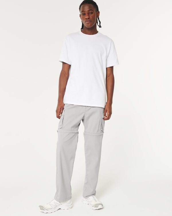 Straight Zip-Off Cargo Pants, Light Grey