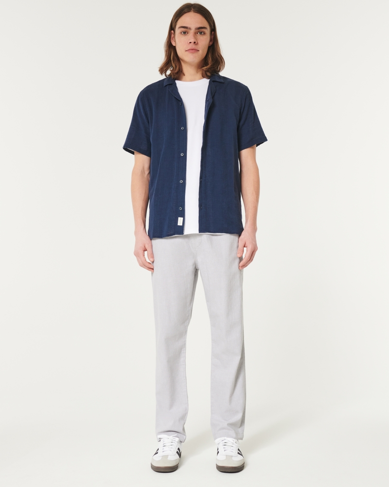 Slim Straight Linen Blend Pull-On Pants