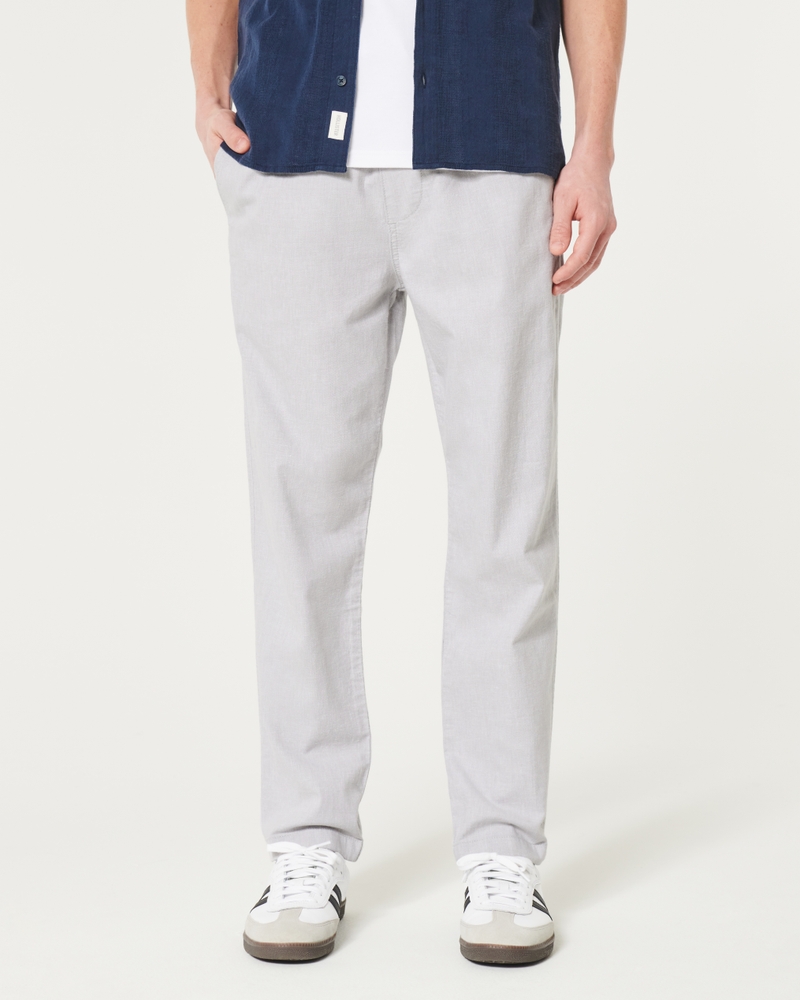 Slim Straight Linen Blend Pull-On Pants