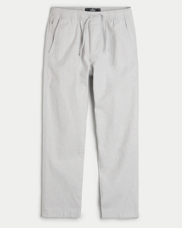 Slim Straight Linen Blend Pull-On Pants
