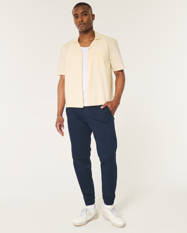 Relaxed Twill Joggers, Navy view 2
