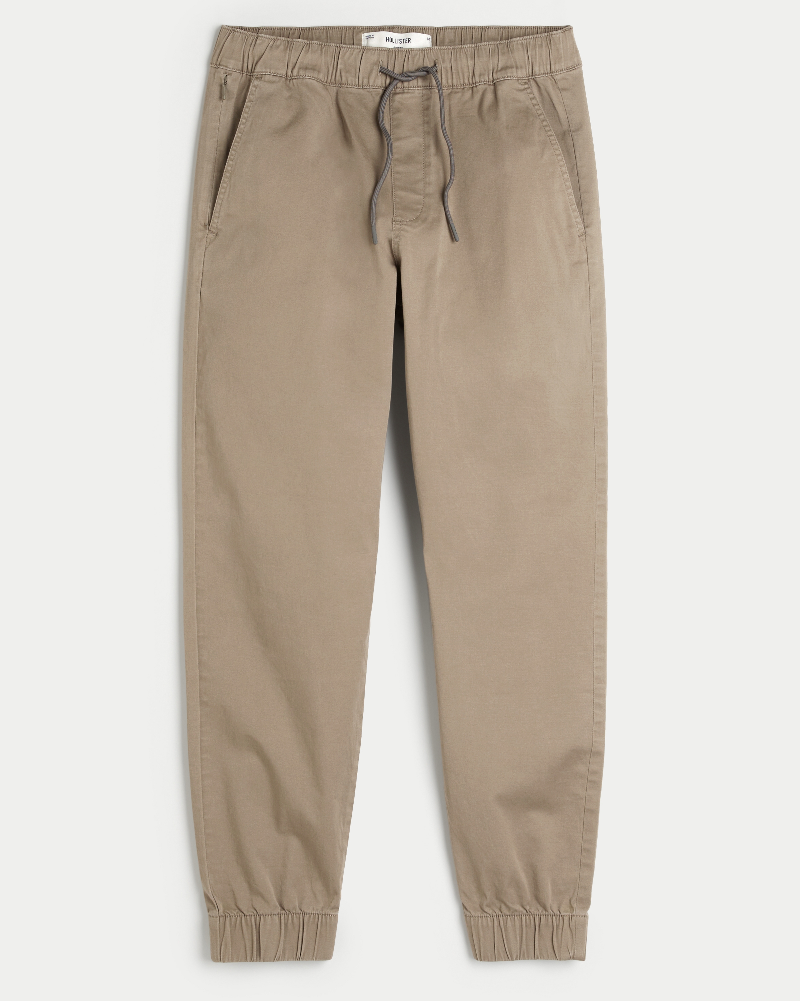 Men s Relaxed Twill Joggers in Dark Khaki Size L from Hollister