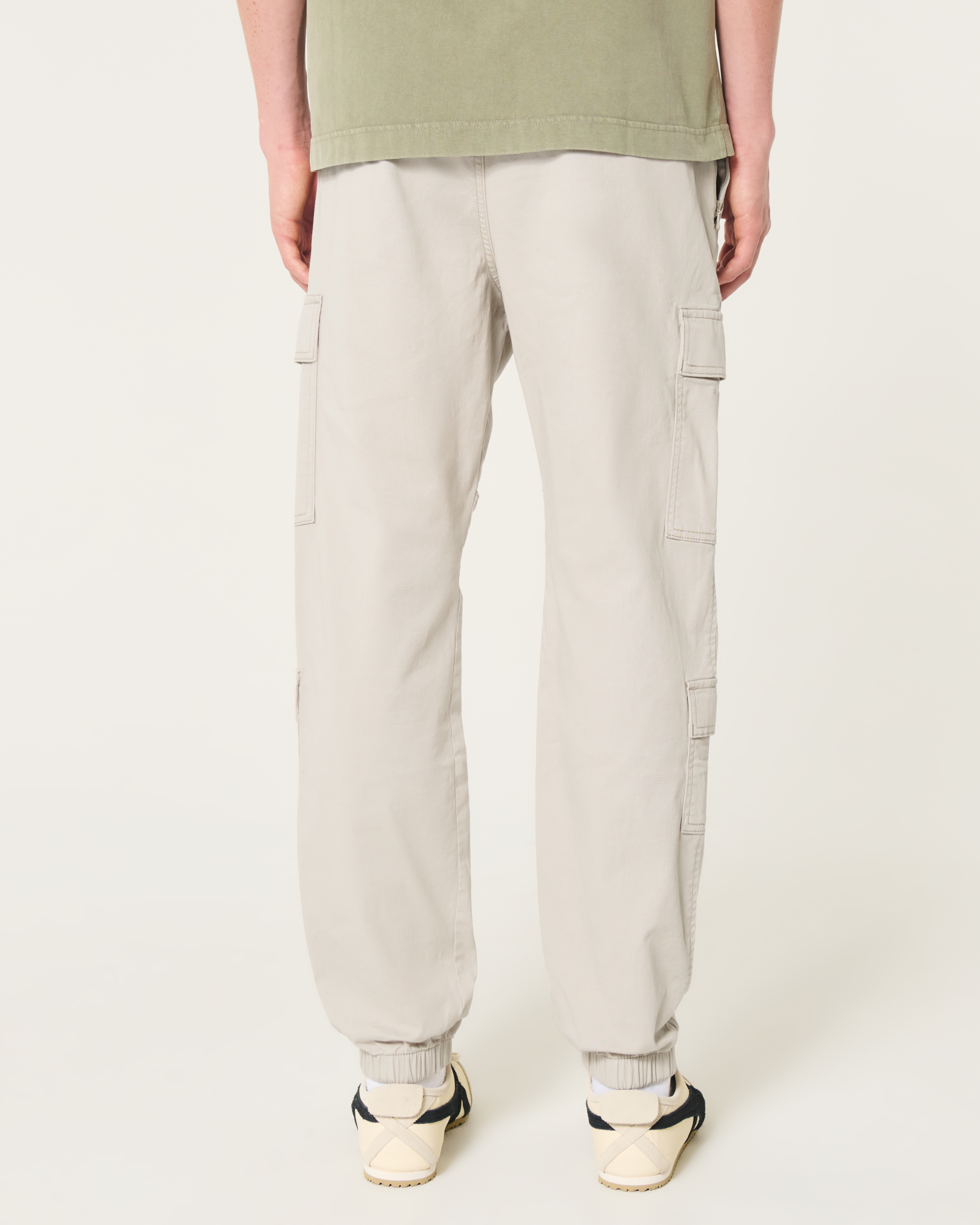 Men s Relaxed Twill Cargo Joggers in Cream Size M from Hollister