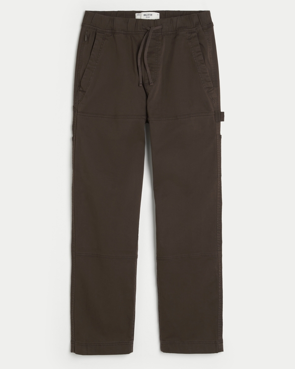 Straight Pull-On Pants, Dark Brown Dd