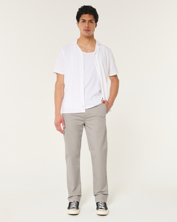 Slim Straight Chino Pants, Light Gray