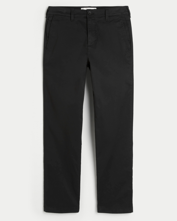 Slim Straight Chino Pants, Black