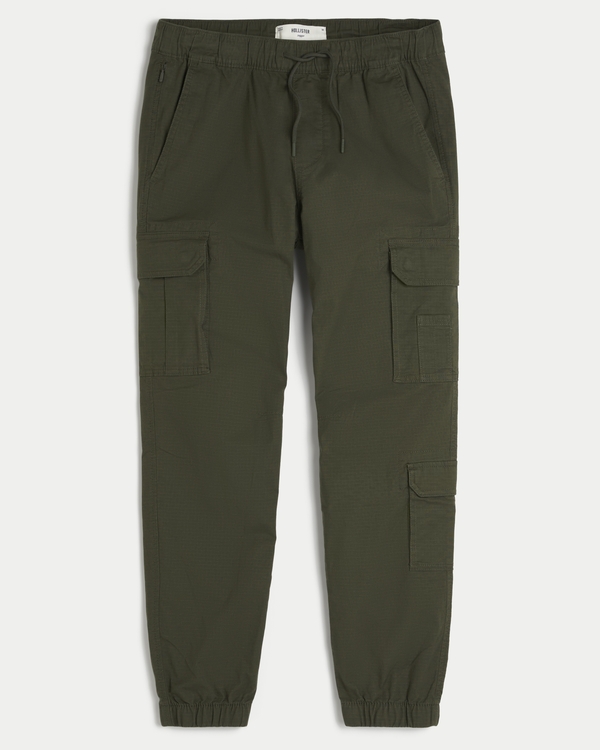 Relaxed Ripstop Cargo Joggers, Dark Olive