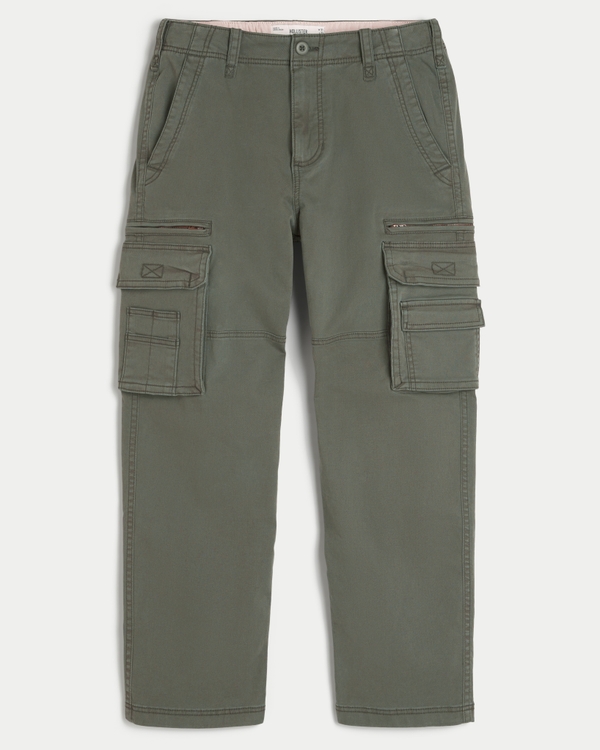 Loose Heavyweight Cargo Pants, Gray Olive