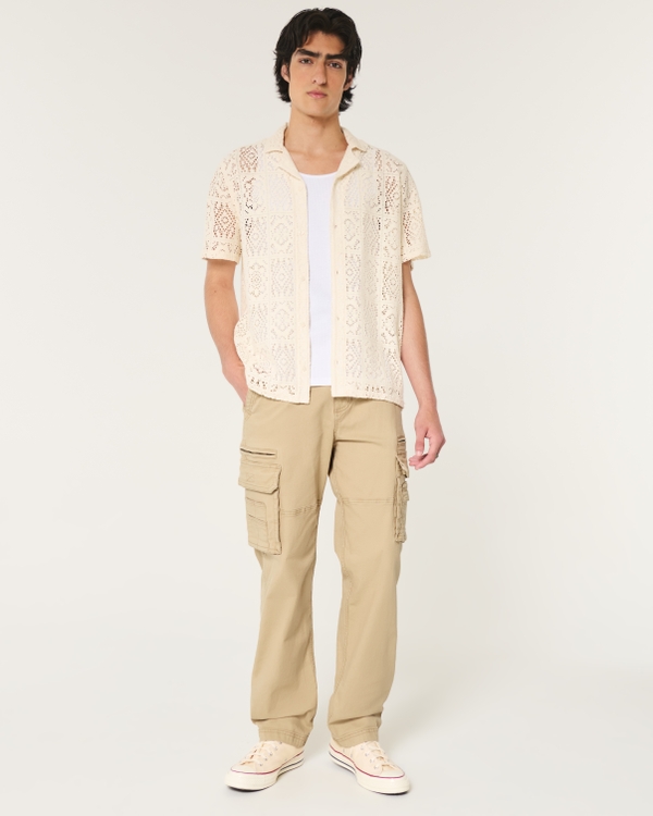 Loose Heavyweight Cargo Pants, Light Khaki