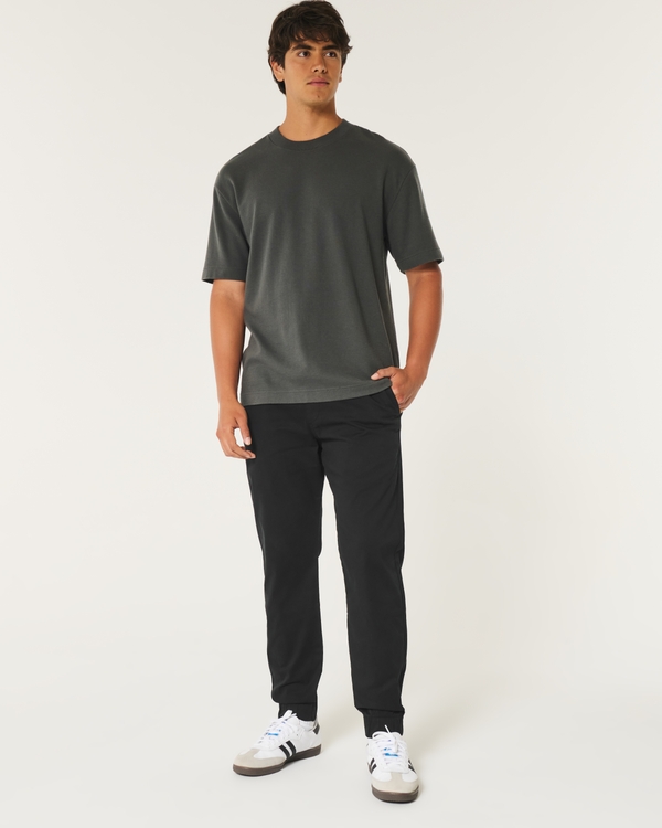 Relaxed Twill Joggers, Black