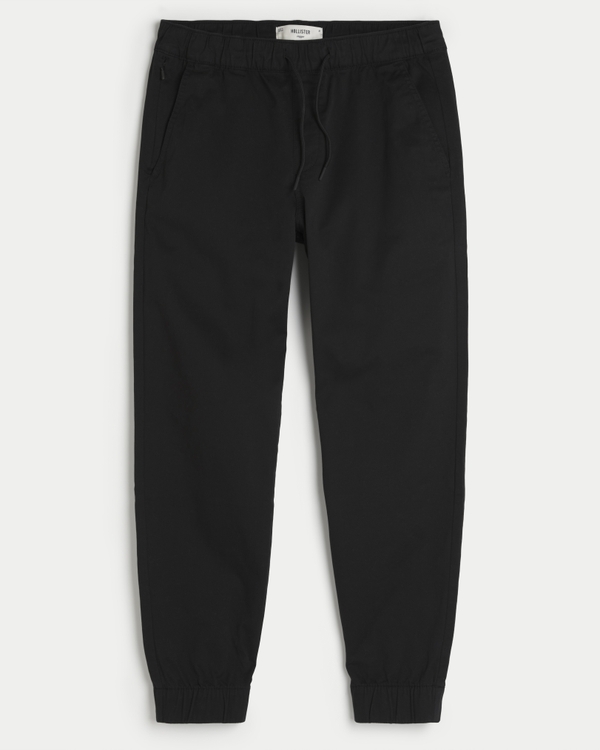 Relaxed Twill Joggers, Black Dd view 1