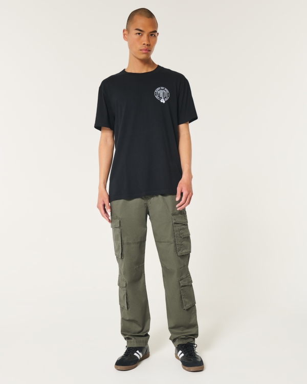 Slim Straight Pull-On 4-Pocket Cargo Pants, Olive