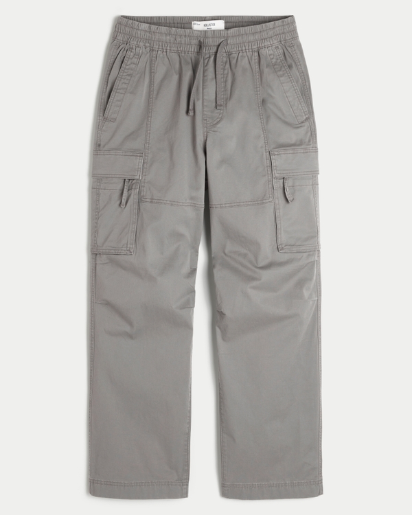 Baggy Cargo Pull-On Pants, Gray