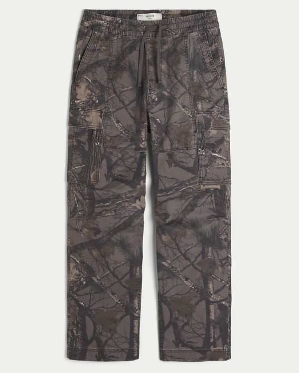 Baggy Camo Cargo Pull-On Pants, Dark Brown Camo