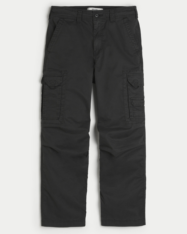 Flex Waistband Baggy Cargo Pants, Washed Black