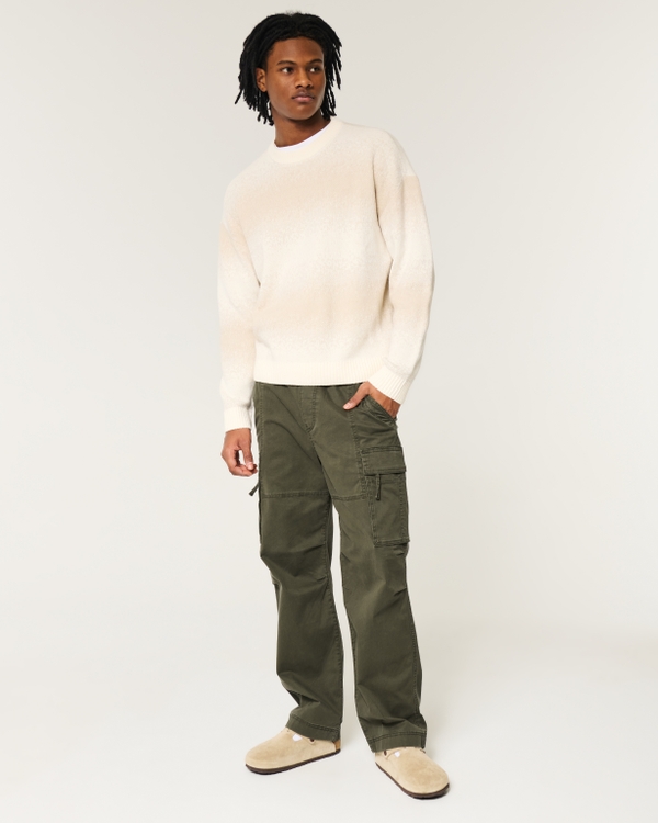 Baggy Cargo Pull-On Pants, Dark Olive