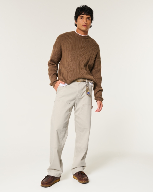 Baggy Workwear Pants, Light Tan