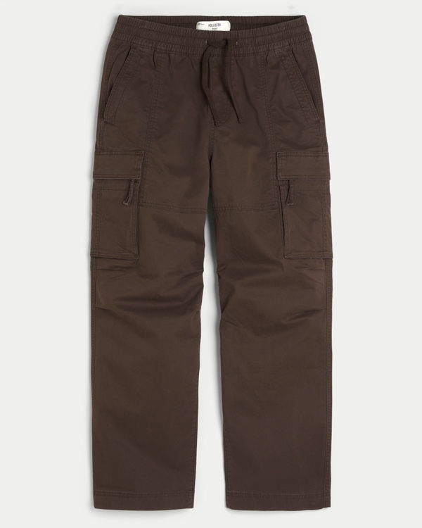 Baggy Pull-On Cargo Pants, Dark Brown