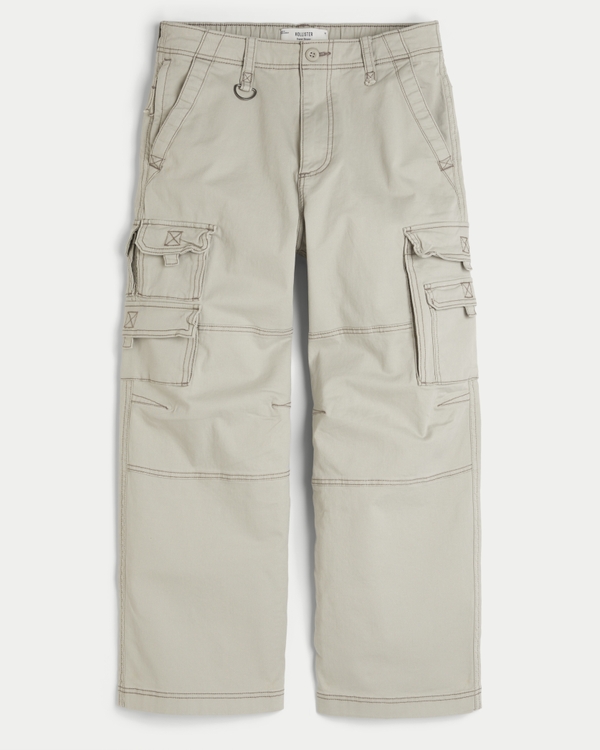 Heavyweight Super Baggy Cargo Pants, Light Gray