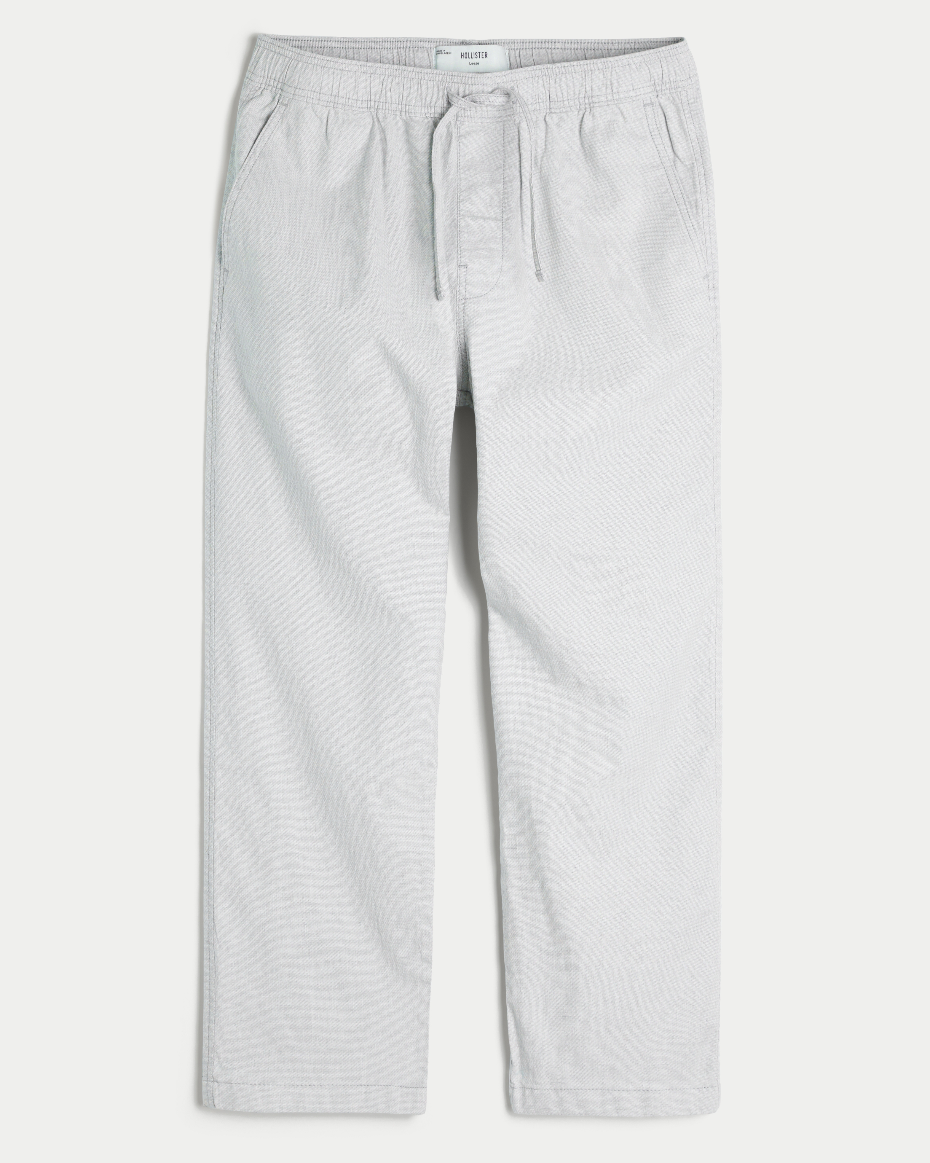 Loose Linen-Blend Pull-On Pants