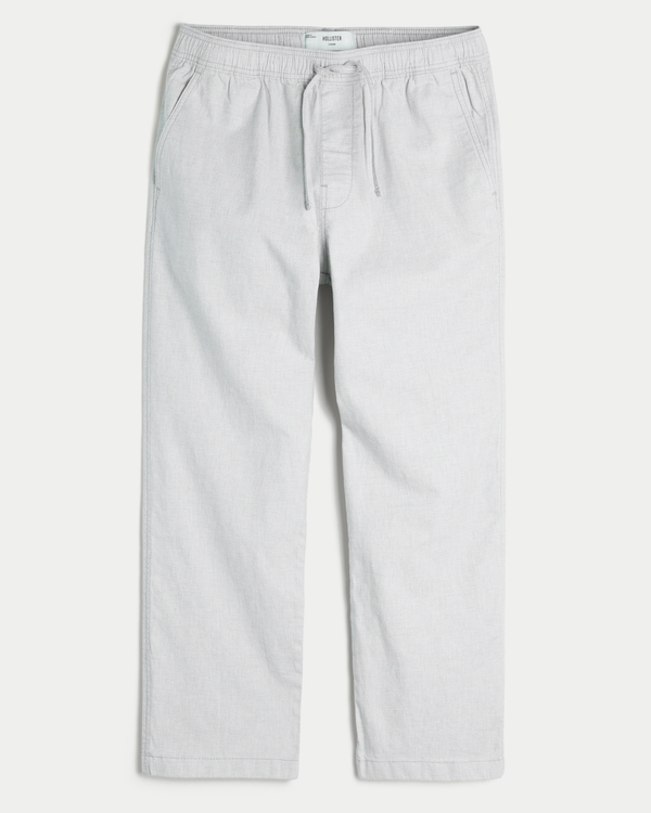 Loose Linen-Blend Pull-On Pants, Light Heather Gray view 1