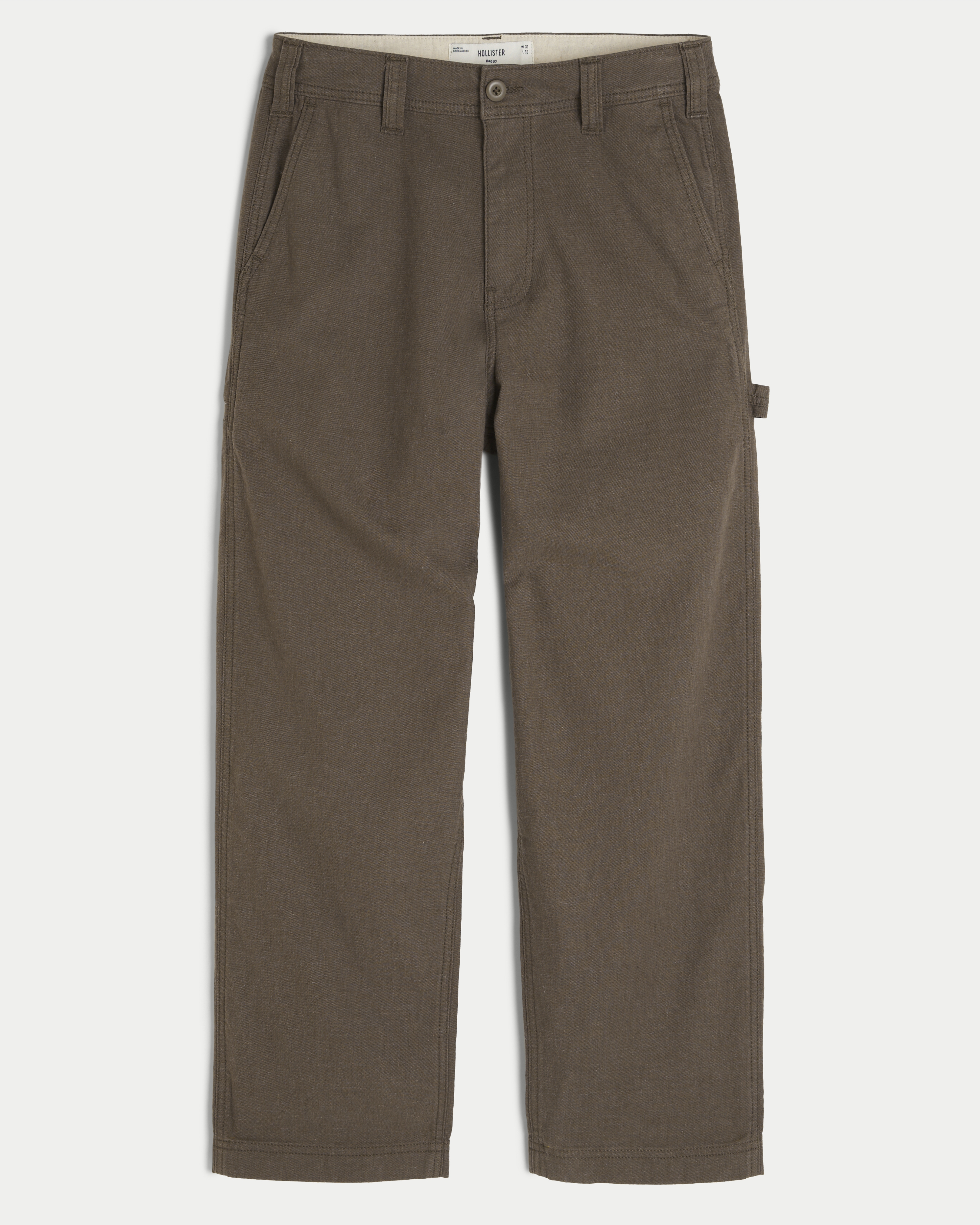 Linen-Blend Baggy Carpenter Pants