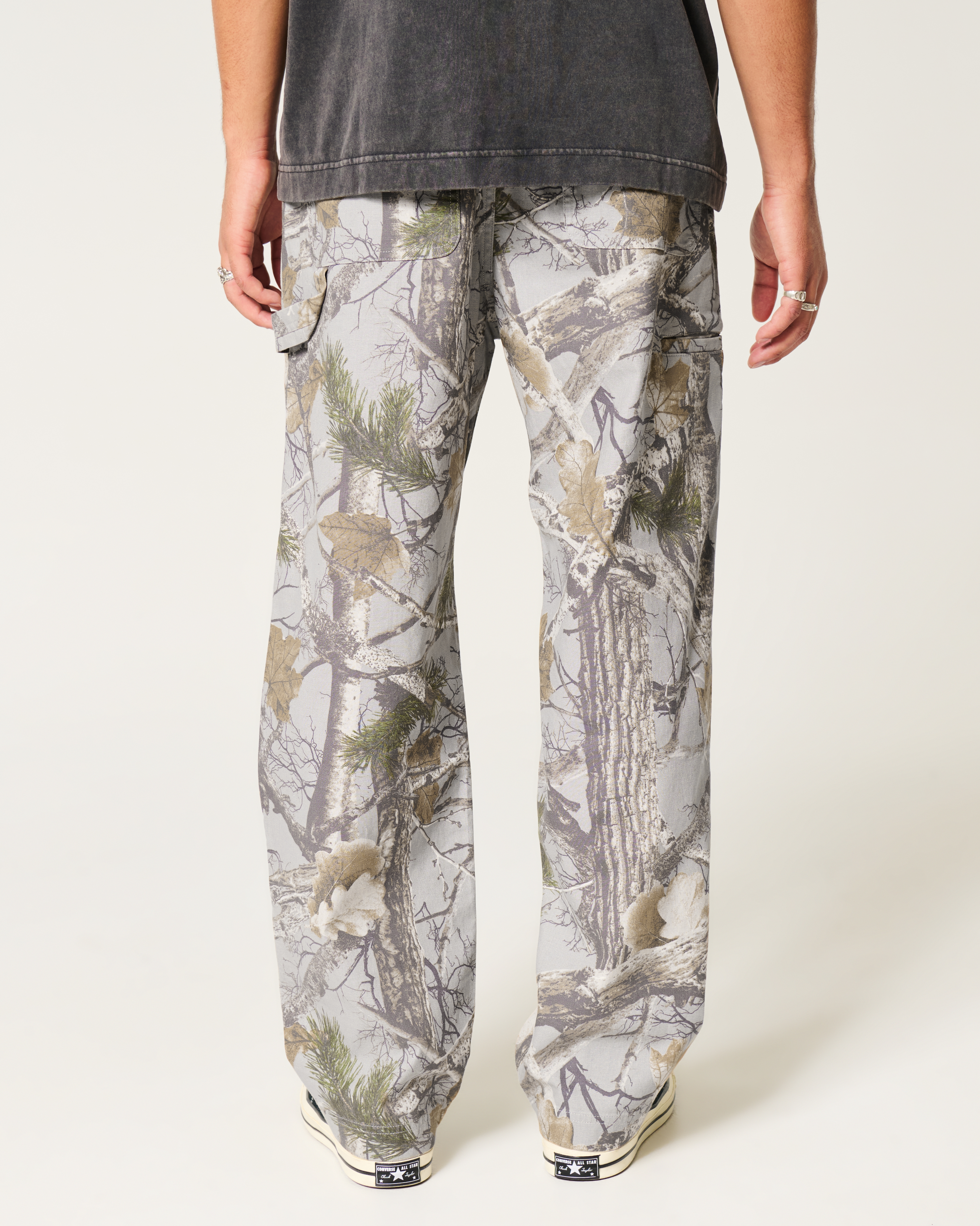 Linen-Blend Baggy Carpenter Pants