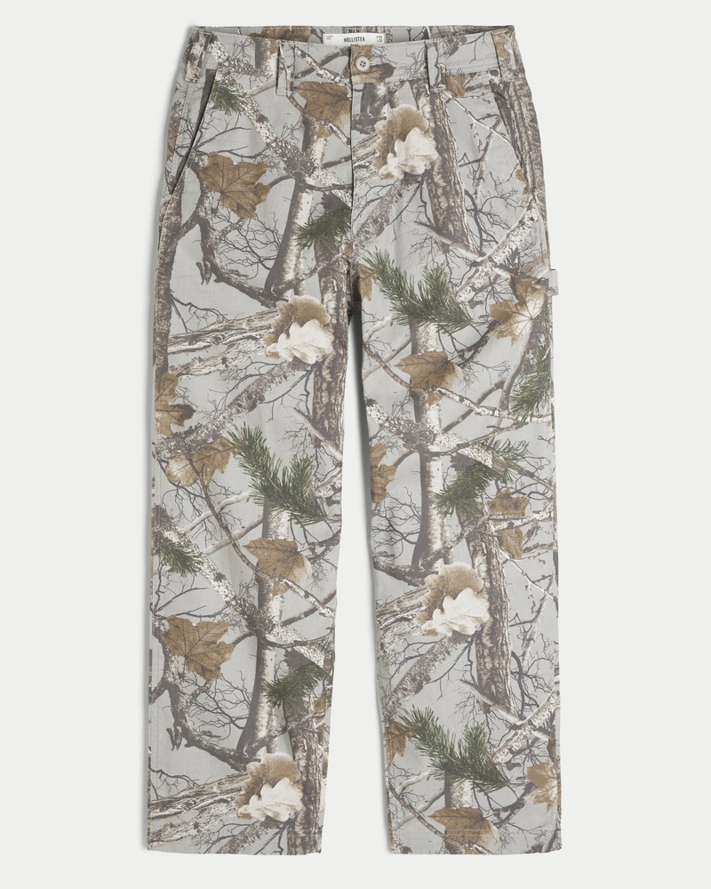 Linen-Blend Baggy Carpenter Pants