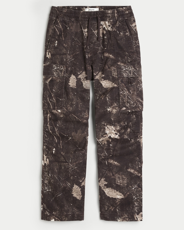 Baggy Pull-On Cargo Pants, Brown Camo