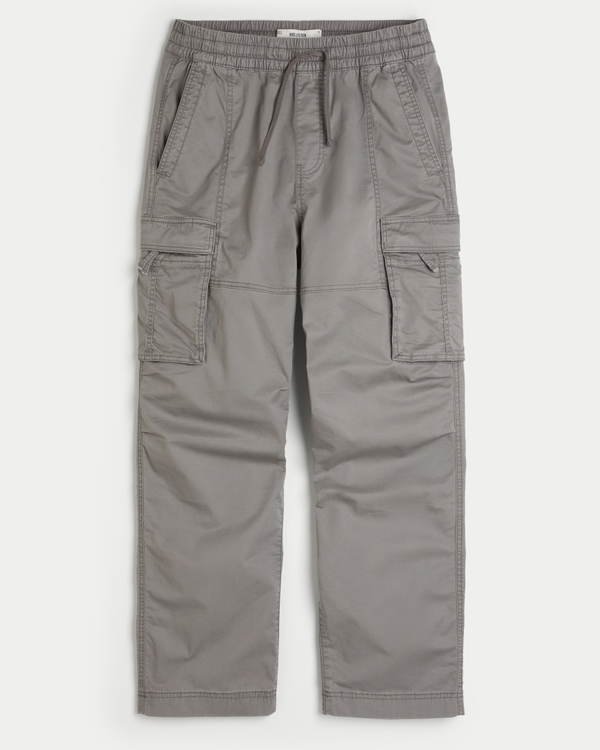 Baggy Pull-On Cargo Pants, Grey