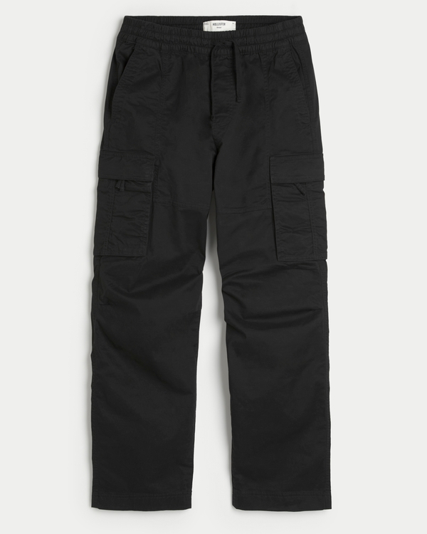 Baggy Pull-On Cargo Pants, Black