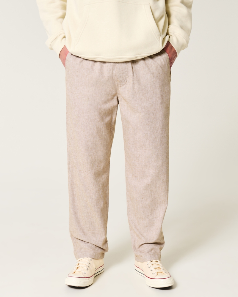 Linen-Blend Loose Pull-On Pants