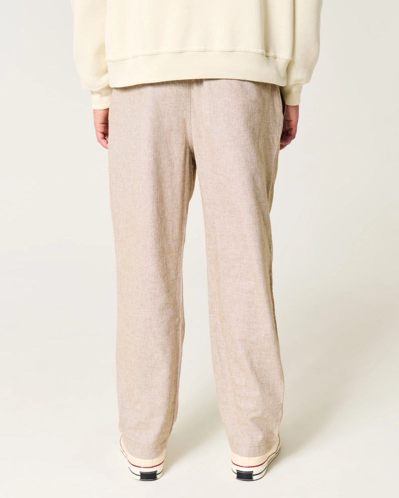 Linen-Blend Loose Pull-On Pants