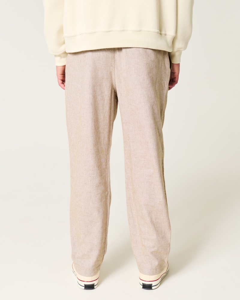 Linen-Blend Loose Pull-On Pants