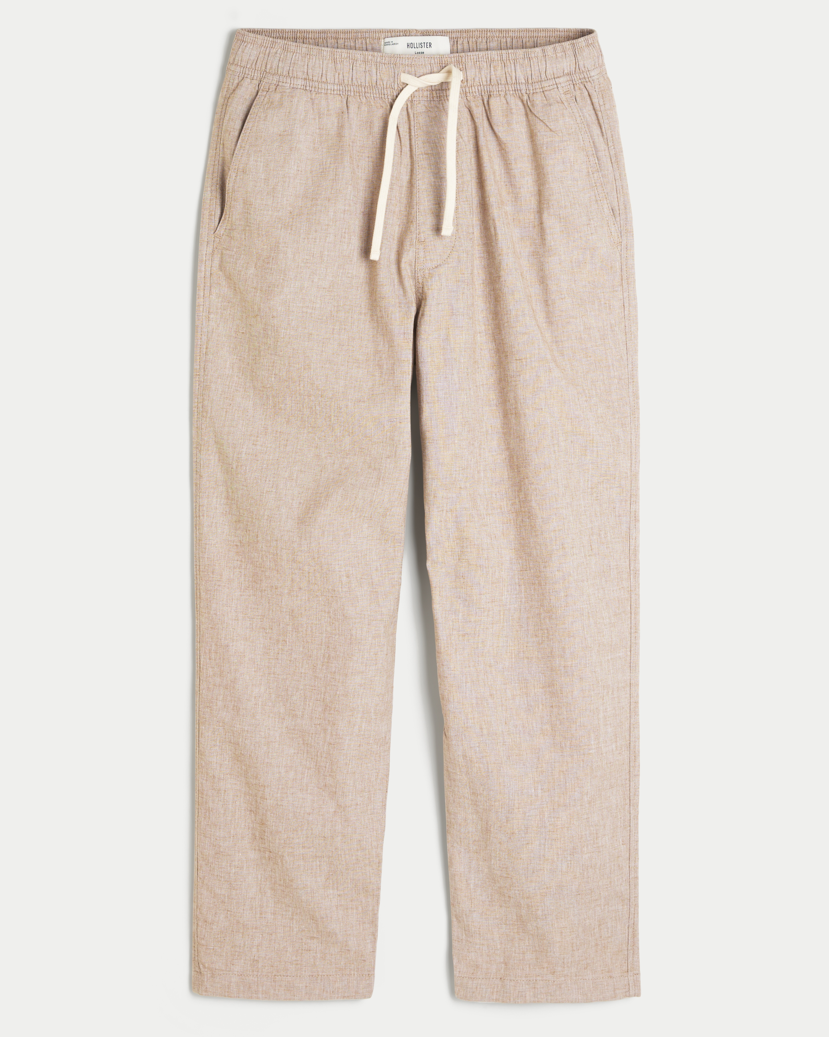 Linen-Blend Loose Pull-On Pants