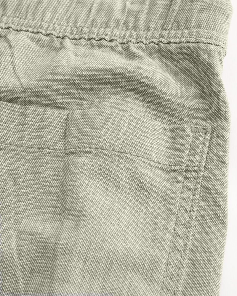 Linen-Blend Flex-Waist Baggy Pants